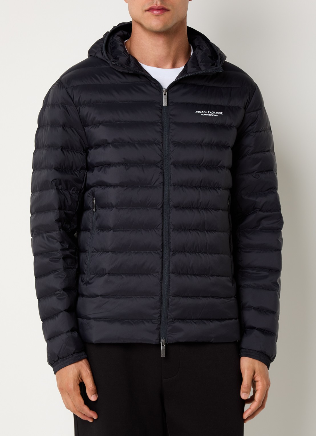 Armani Gewatteerd jack met donsvulling en ritszakken - detail 4 donkerblauw