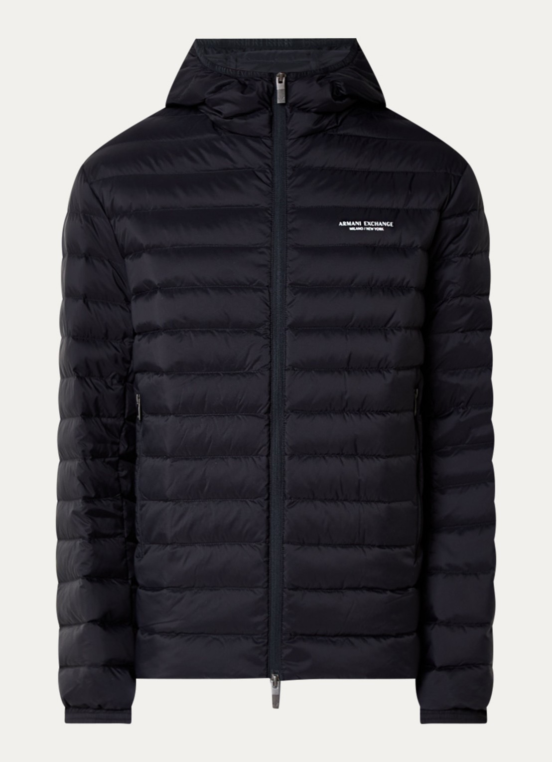 Armani Gewatteerd jack met donsvulling en ritszakken - voorkant donkerblauw