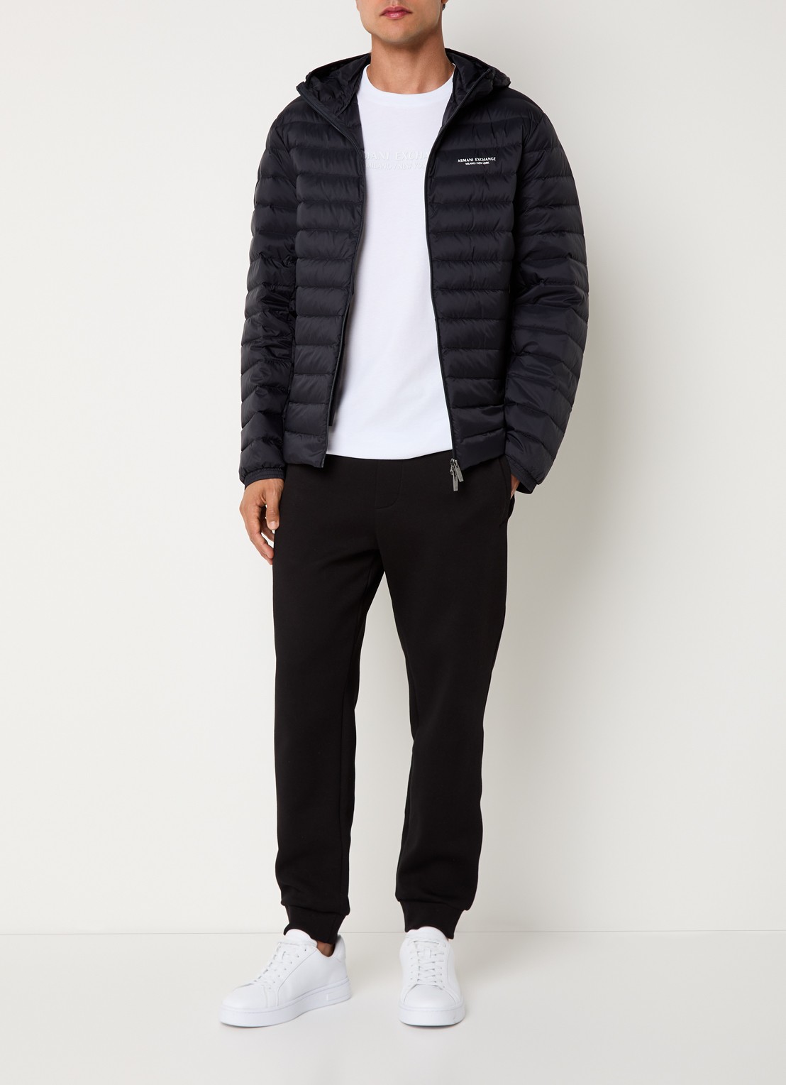 Armani Gewatteerd jack met donsvulling en ritszakken - voorkant 2 donkerblauw