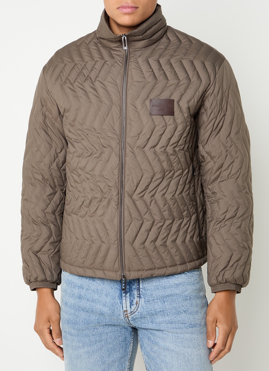 Armani Gewatteerd jack met donsvulling - detail 4 bruin