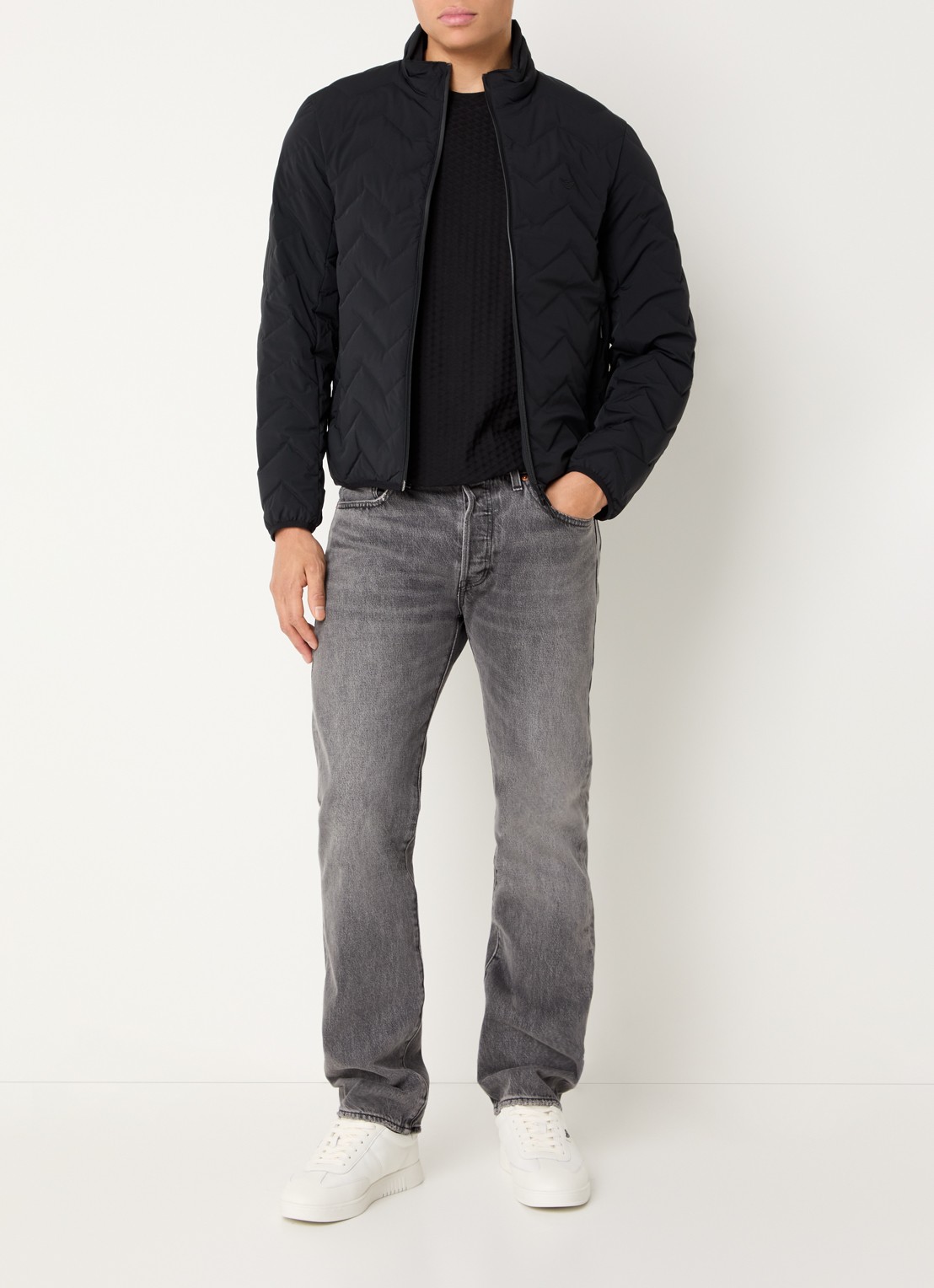 Armani Gewatteerd jack met donsvulling - voorkant 3 black beauty / zwart
