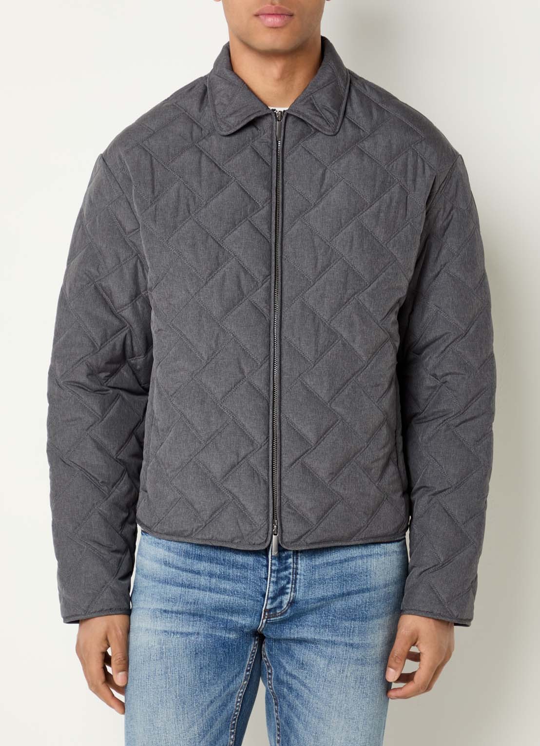 Armani Gewatteerd jack met donsvulling - detail 4 donkergrijs