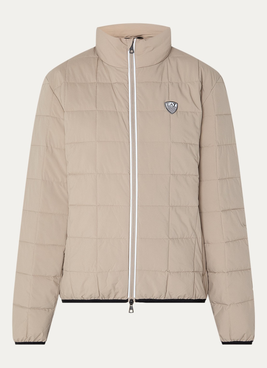 Armani Gewatteerd jack met logo en donsvulling - voorkant donkerbeige