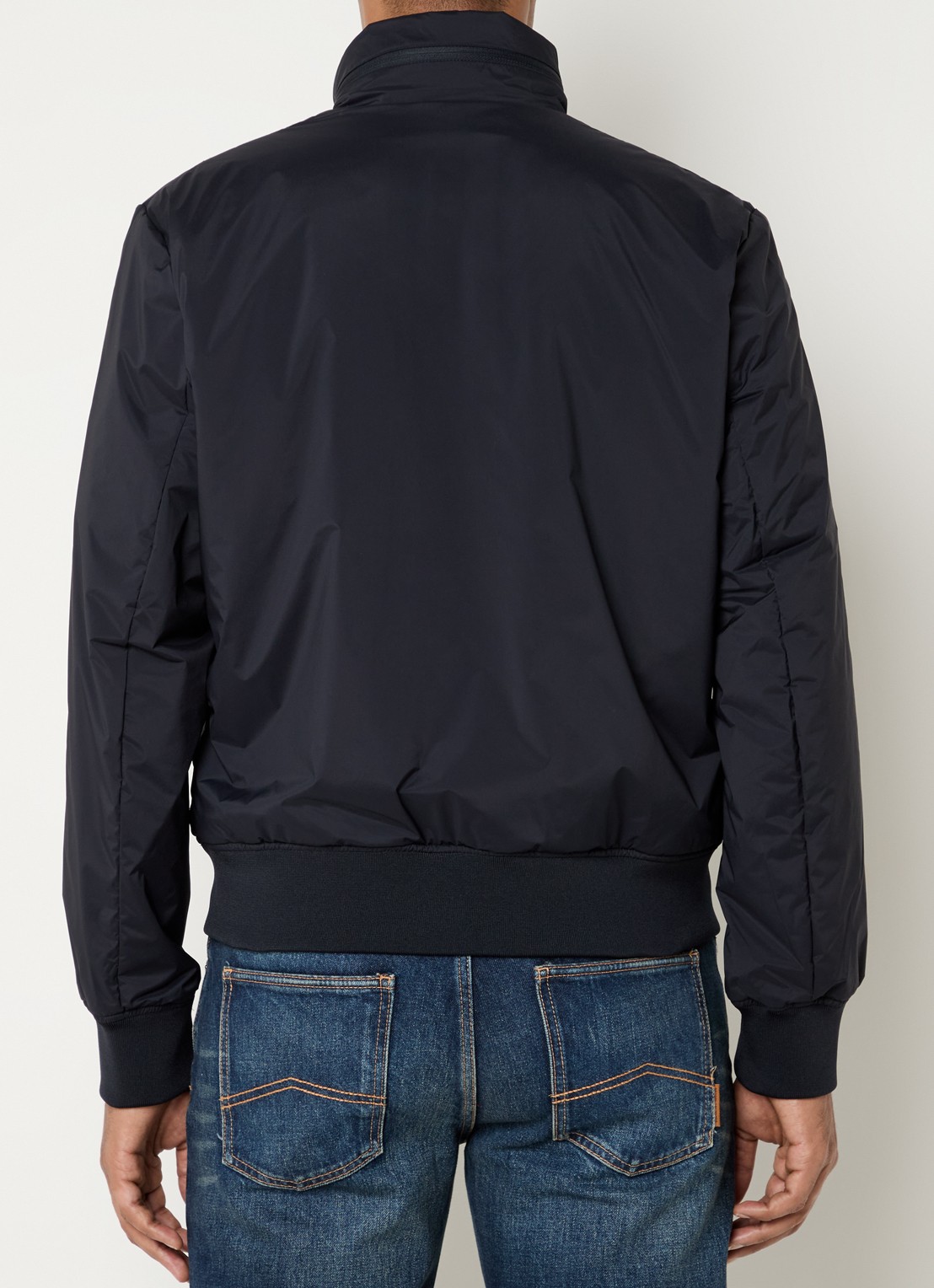 Armani Gewatteerd jack met ritszakken en logo - achterkant donkerblauw