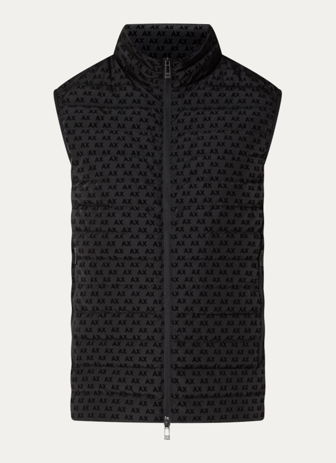 Armani Gewatteerde bodywarmer met donsvulling en flock logoprint - voorkant black-uc001