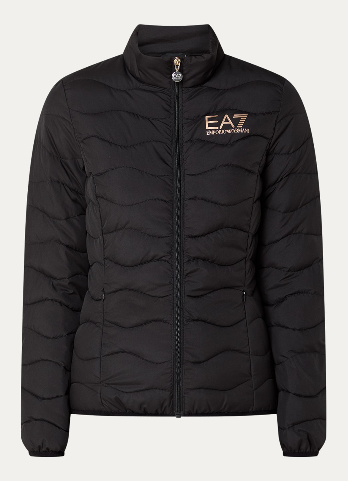 Armani Gewatteerde jas met quilt patroon en ritszakken - voorkant 2 zwart