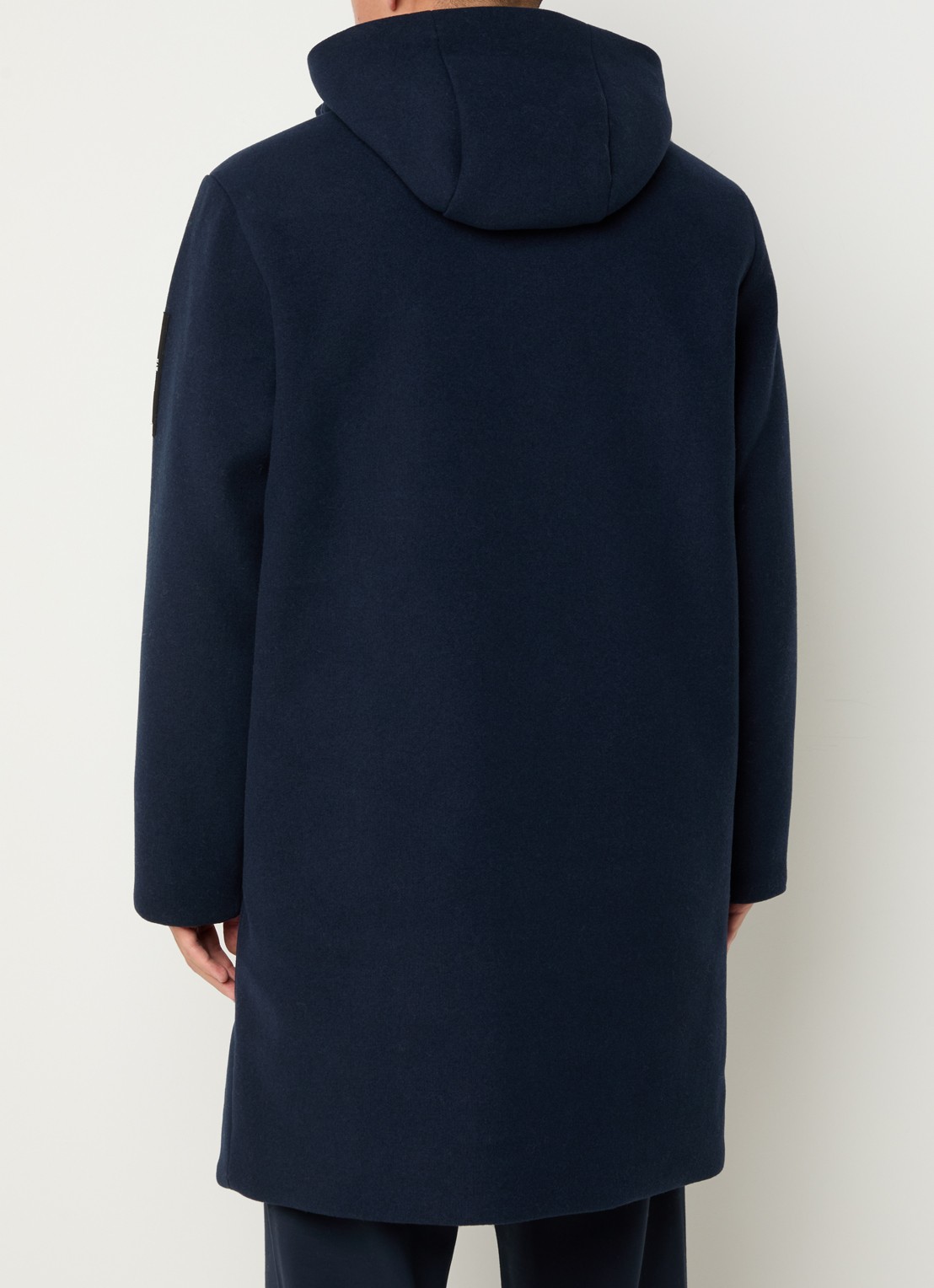 Armani Gewatteerde mantel in wolblend met capuchon - achterkant 4 donkerblauw