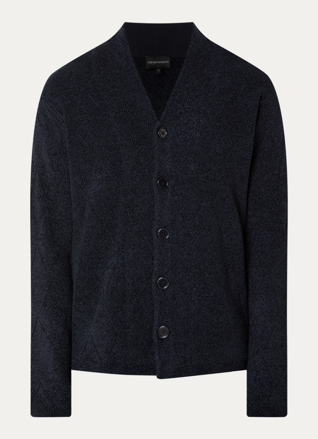 Armani Grofgebreid vest in wolblend met V-hals - voorkant 3 donkerblauw