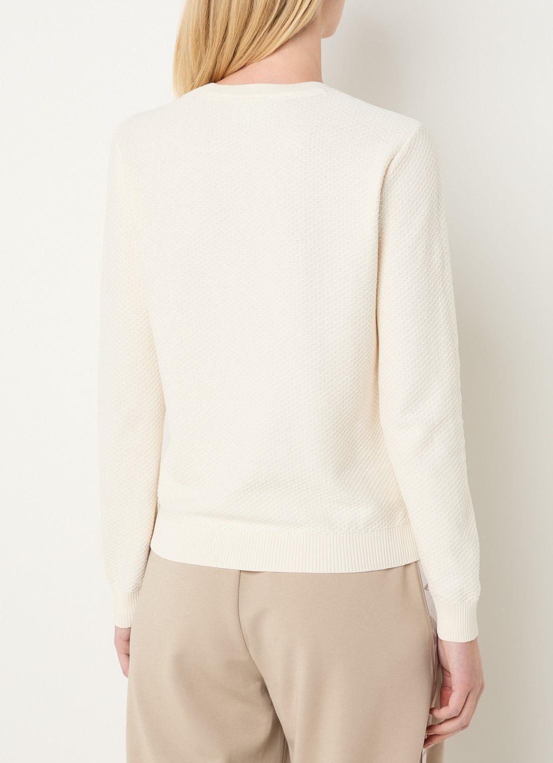 Armani Grofgebreide pullover met logo - achterkant 3 gebroken wit
