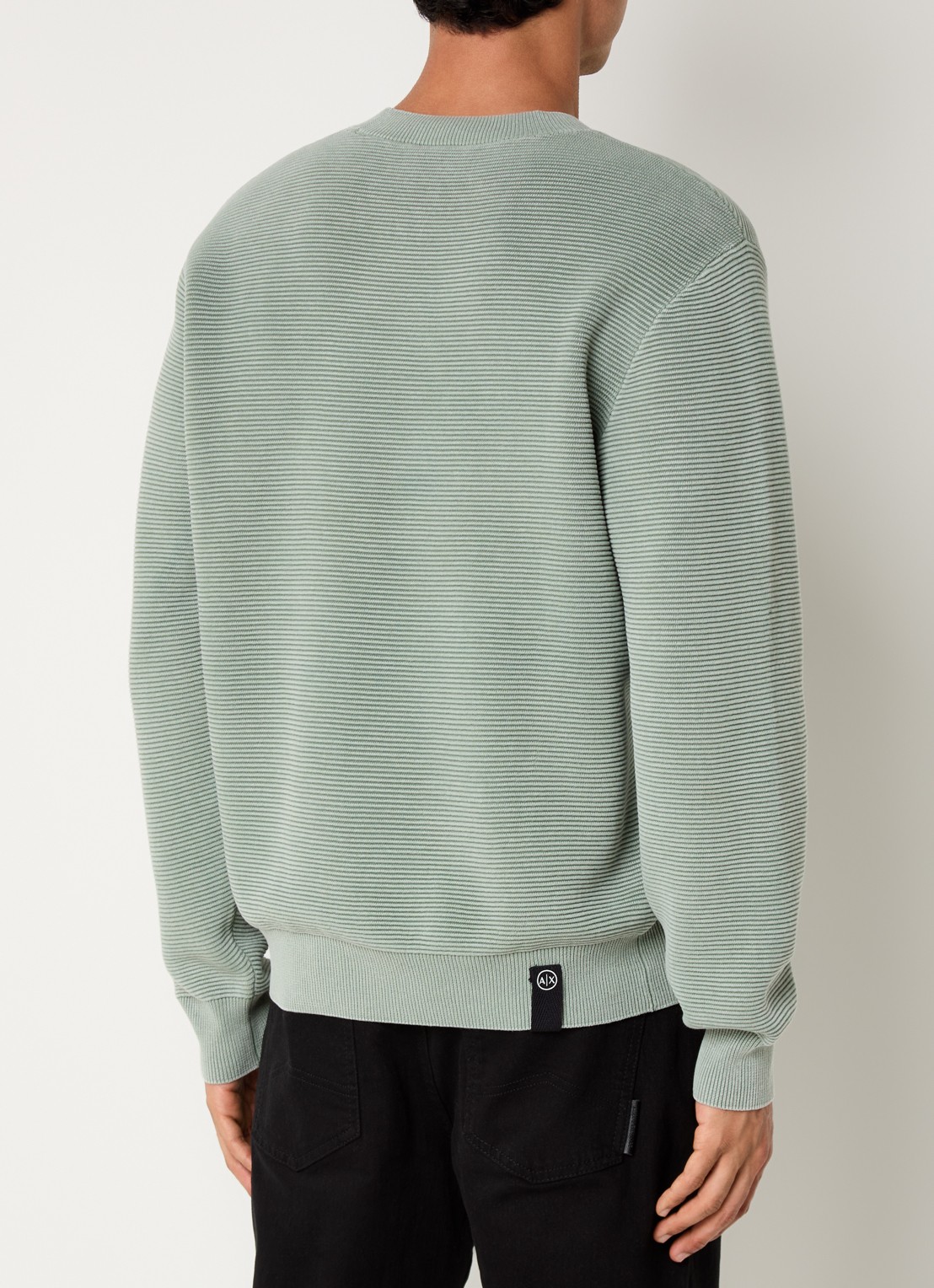 Armani Grofgebreide pullover met ronde hals - achterkant lindegroen