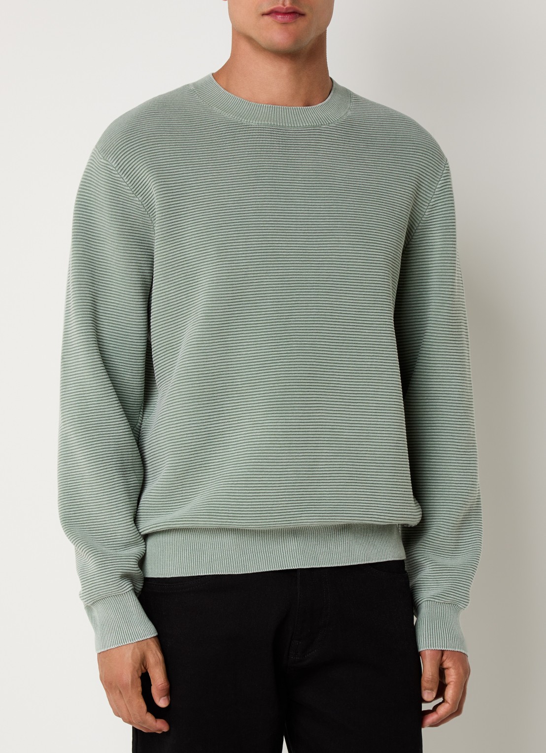 Armani Grofgebreide pullover met ronde hals - detail 4 lindegroen