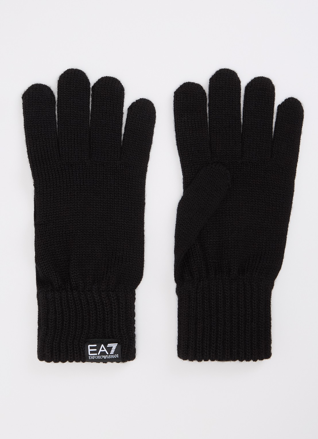 Armani Handschoenen van wolblend met logo - voorkant zwart