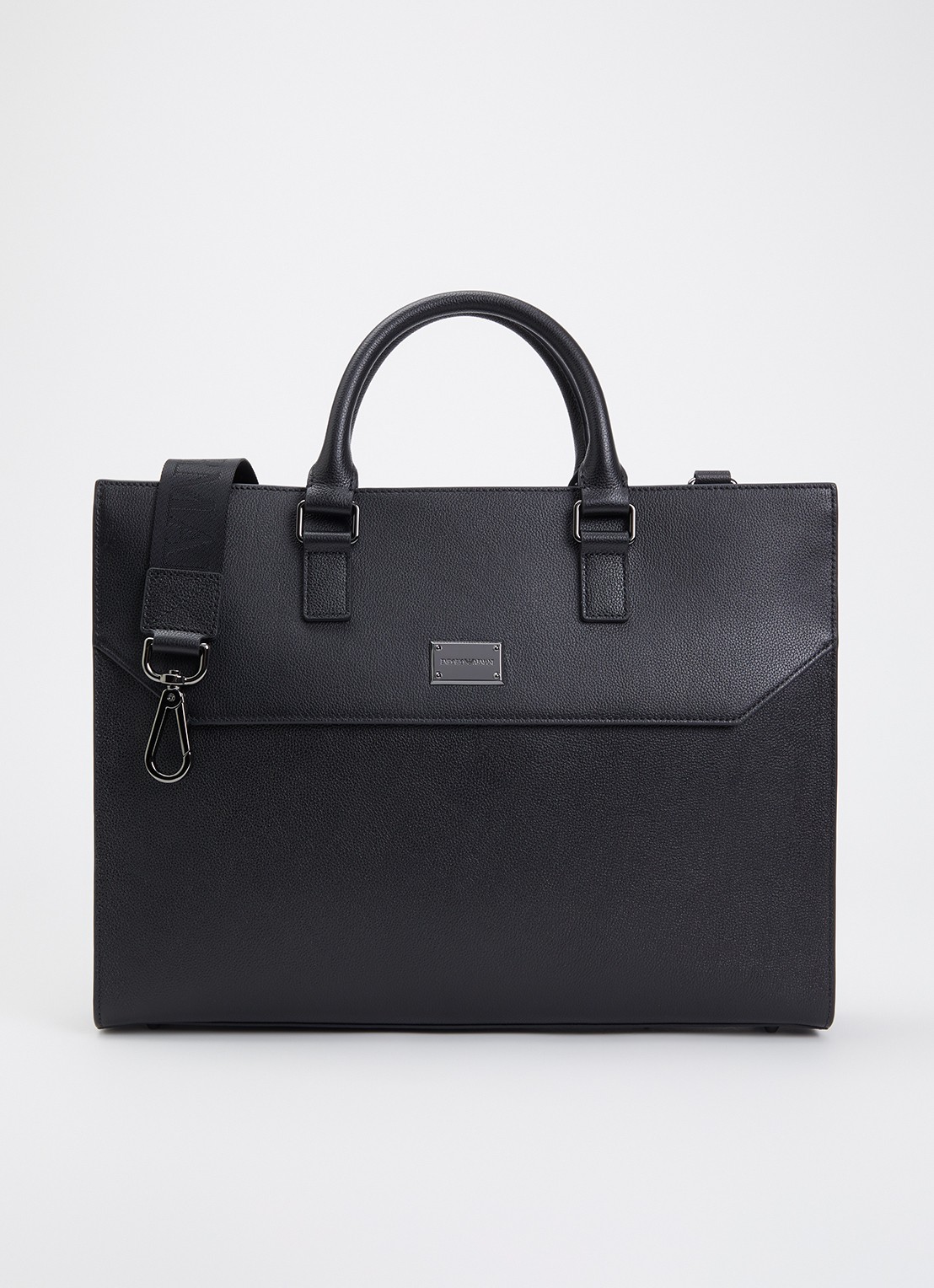 Armani Handtas van leer met afneembare schouderriem - voorkant 2 zwart