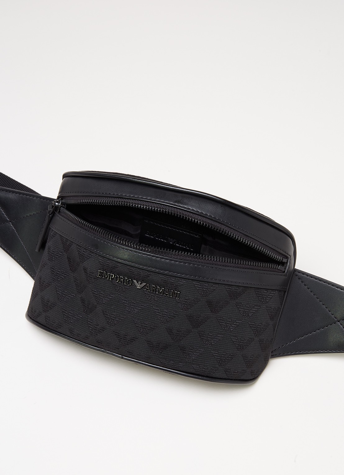 Armani Heuptas met leren details en logoprint - detail 2 zwart
