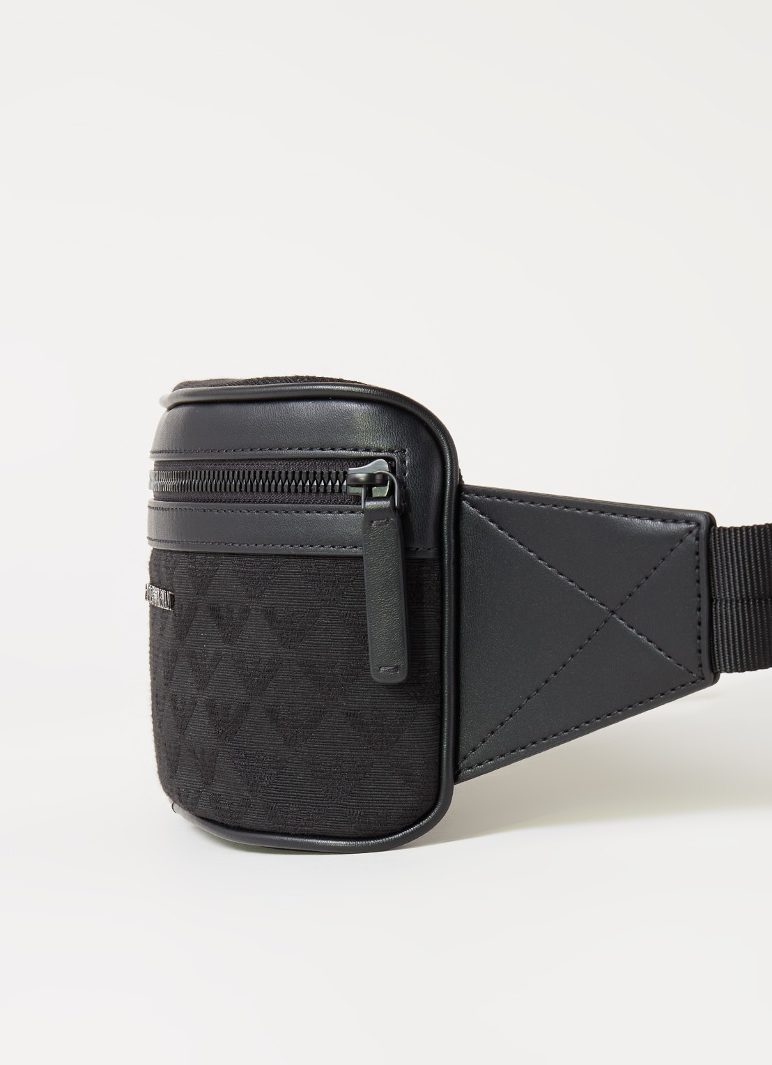 Armani Heuptas met leren details en logoprint - detail 3 zwart
