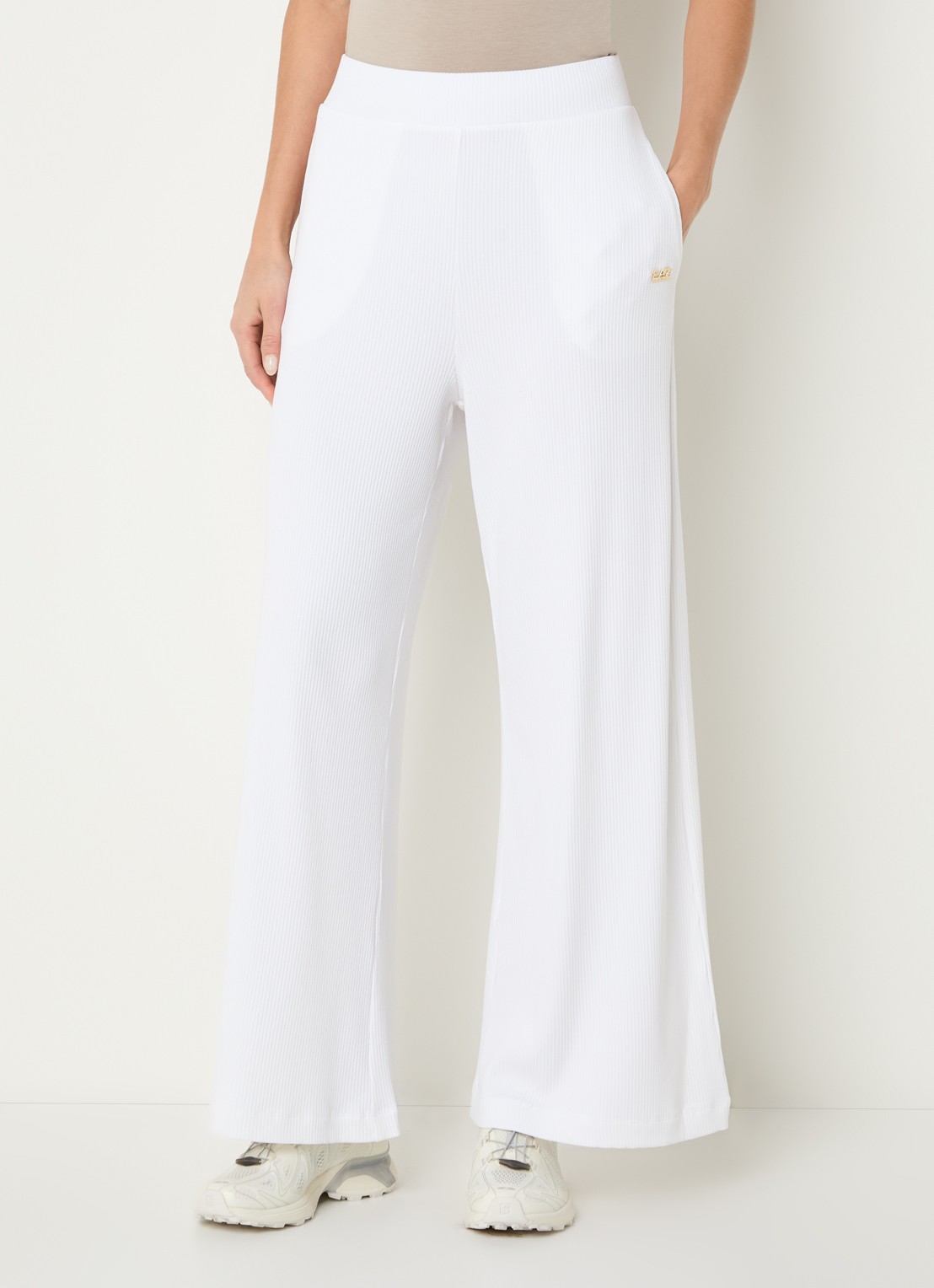 Armani High waist flared fit broek - detail 4 wit