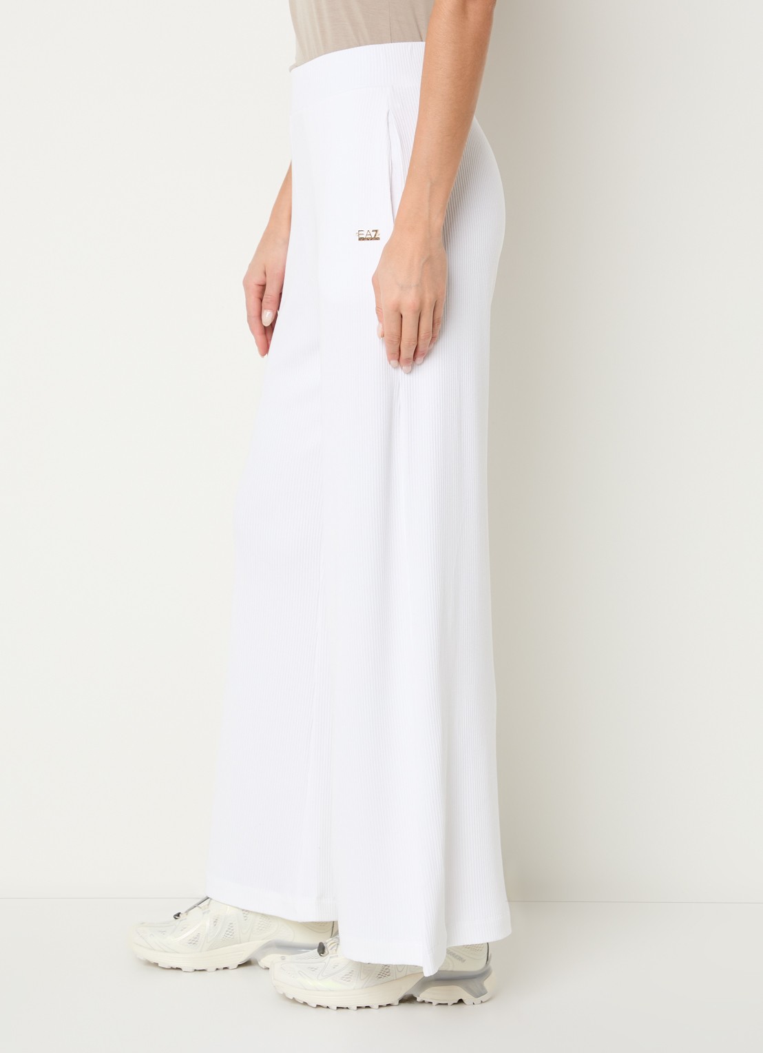 Armani High waist flared fit broek - detail 5 wit