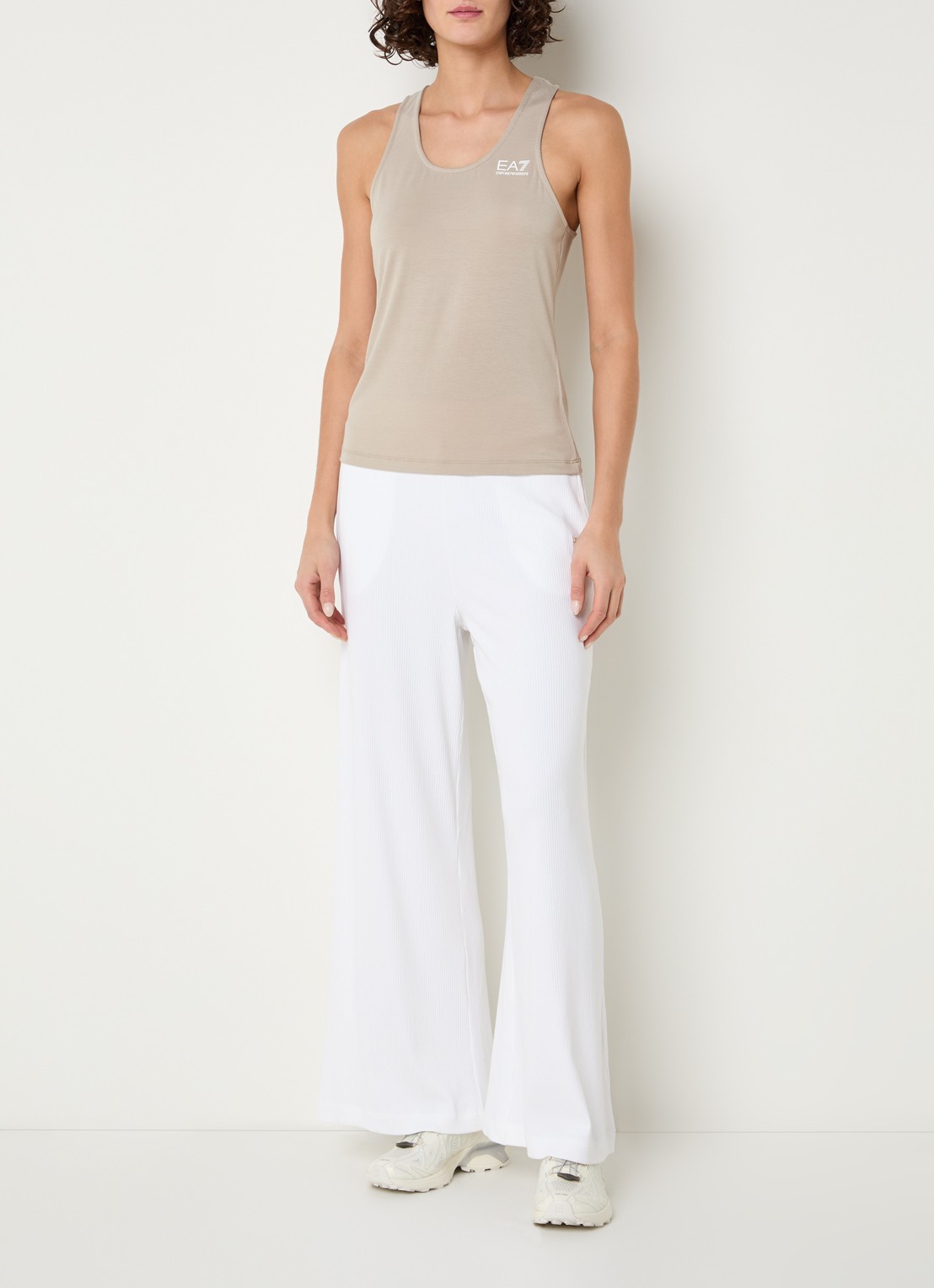 Armani High waist flared fit broek - voorkant 3 wit