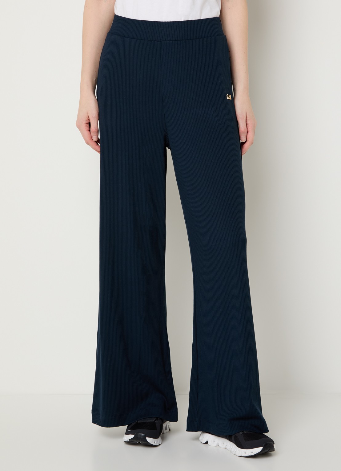 Armani High waist flared fit broek - detail 4 donkerblauw