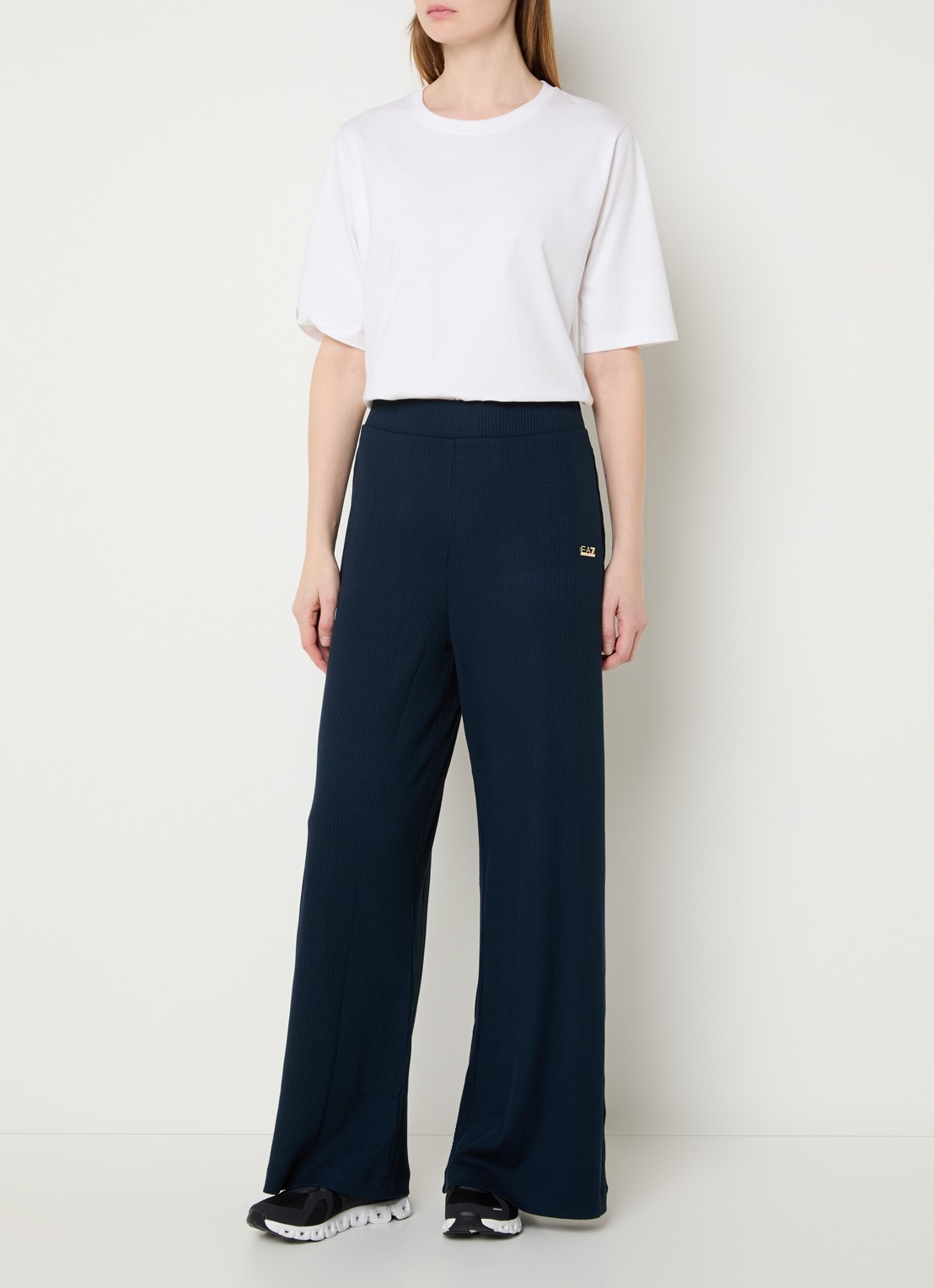 Armani High waist flared fit broek - voorkant 2 donkerblauw