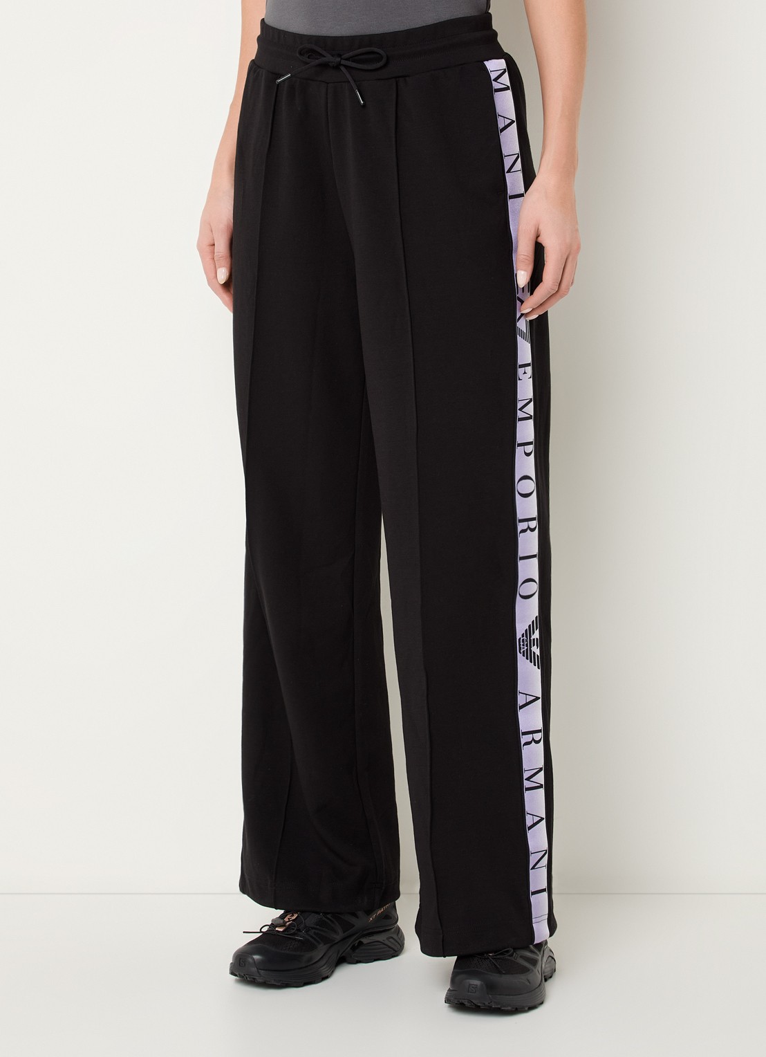 Armani High waist loose fit joggingsbroek met logo - detail 4 zwart