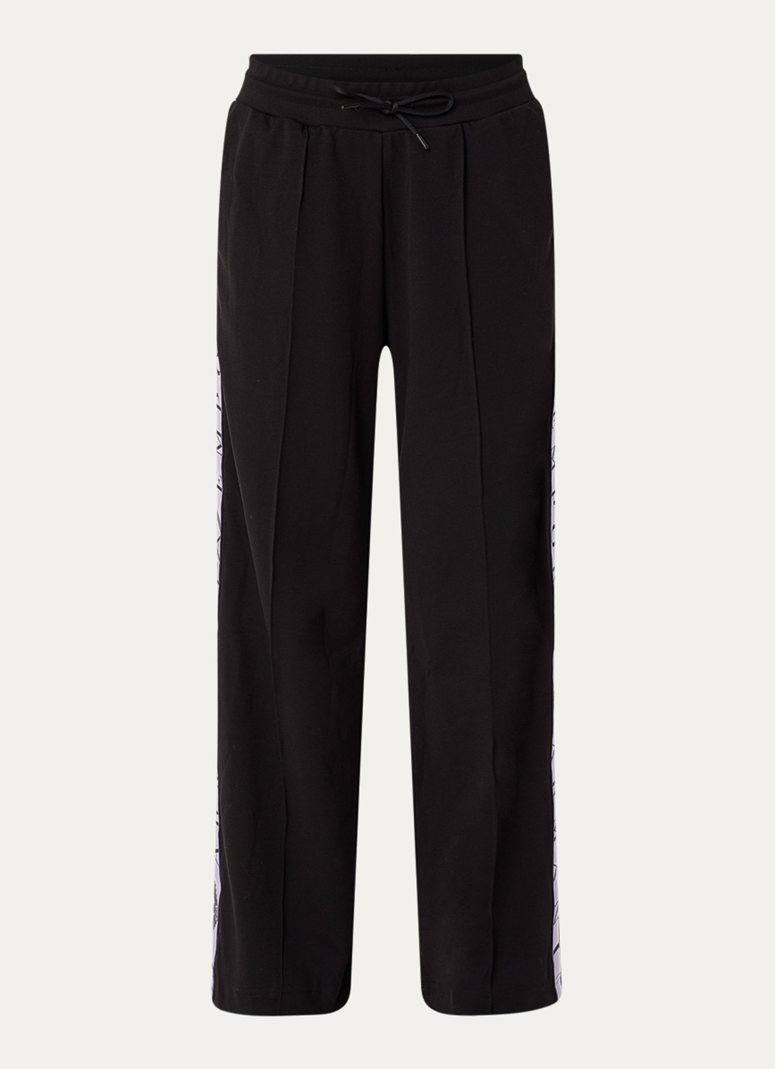 Armani High waist loose fit joggingsbroek met logo - voorkant 2 zwart