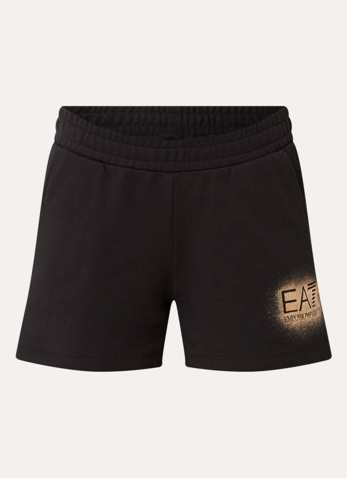 Armani High waist straight fit korte broek met logo - voorkant 3 zwart