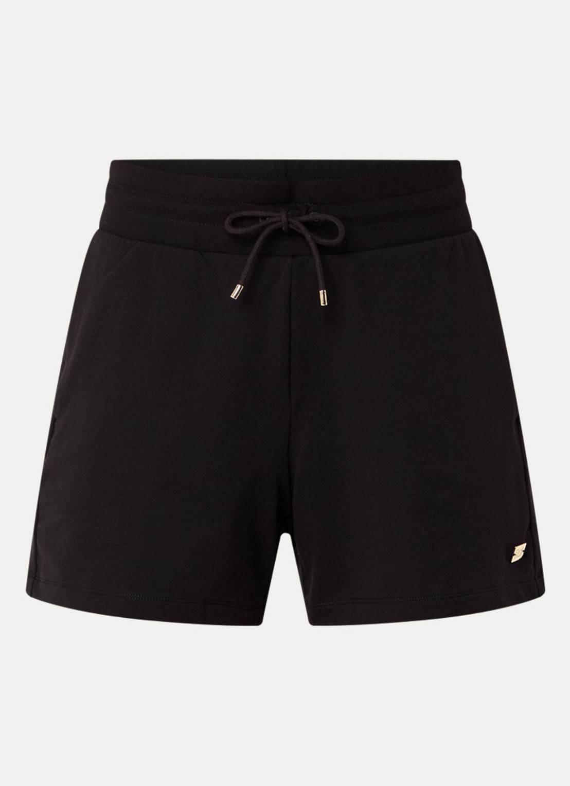 Armani High waist straight fit korte broek met steekzakken en logo - voorkant zwart