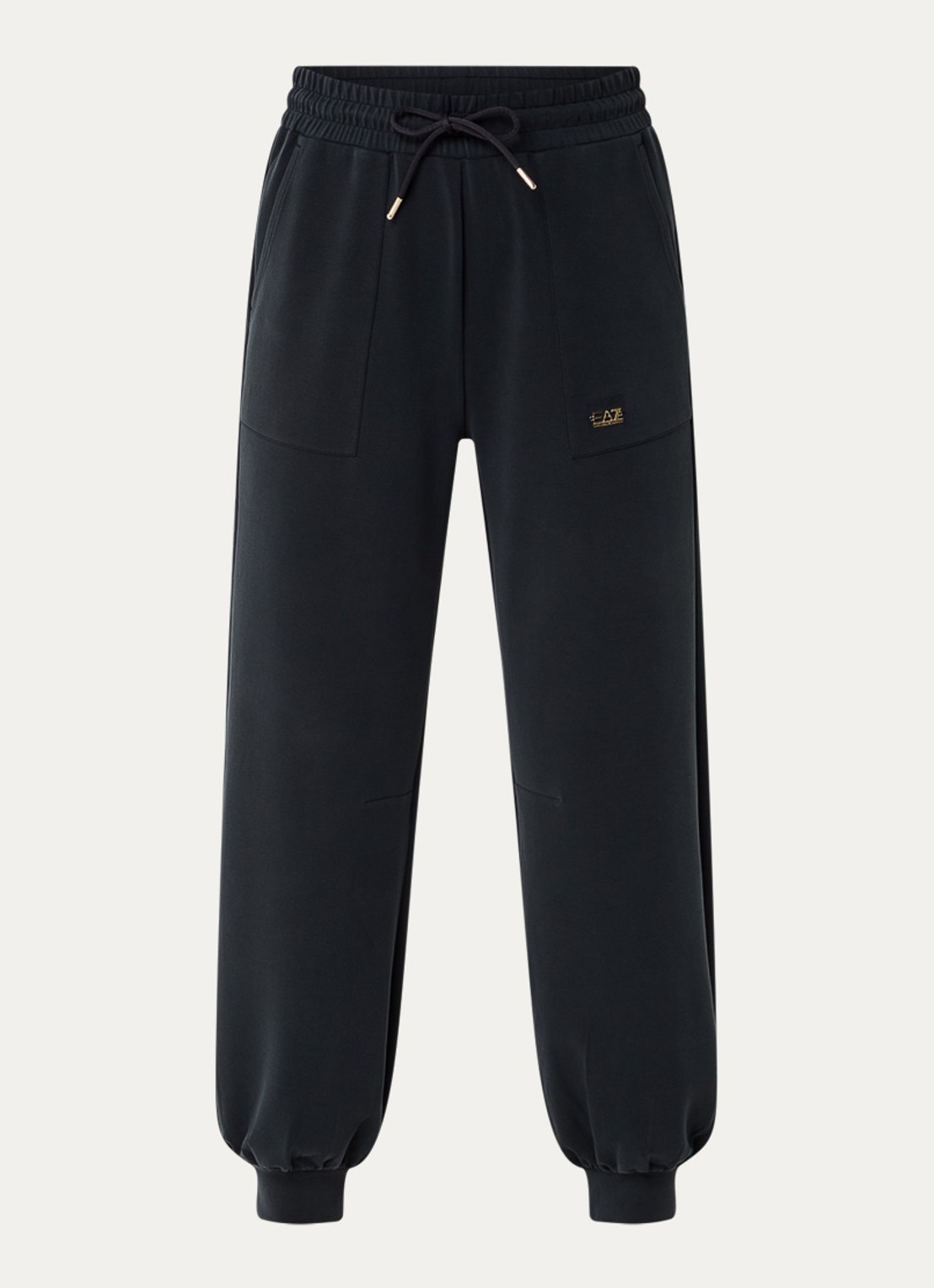 Armani High waist tapered fit joggingbroek met logo - voorkant 2 zwart