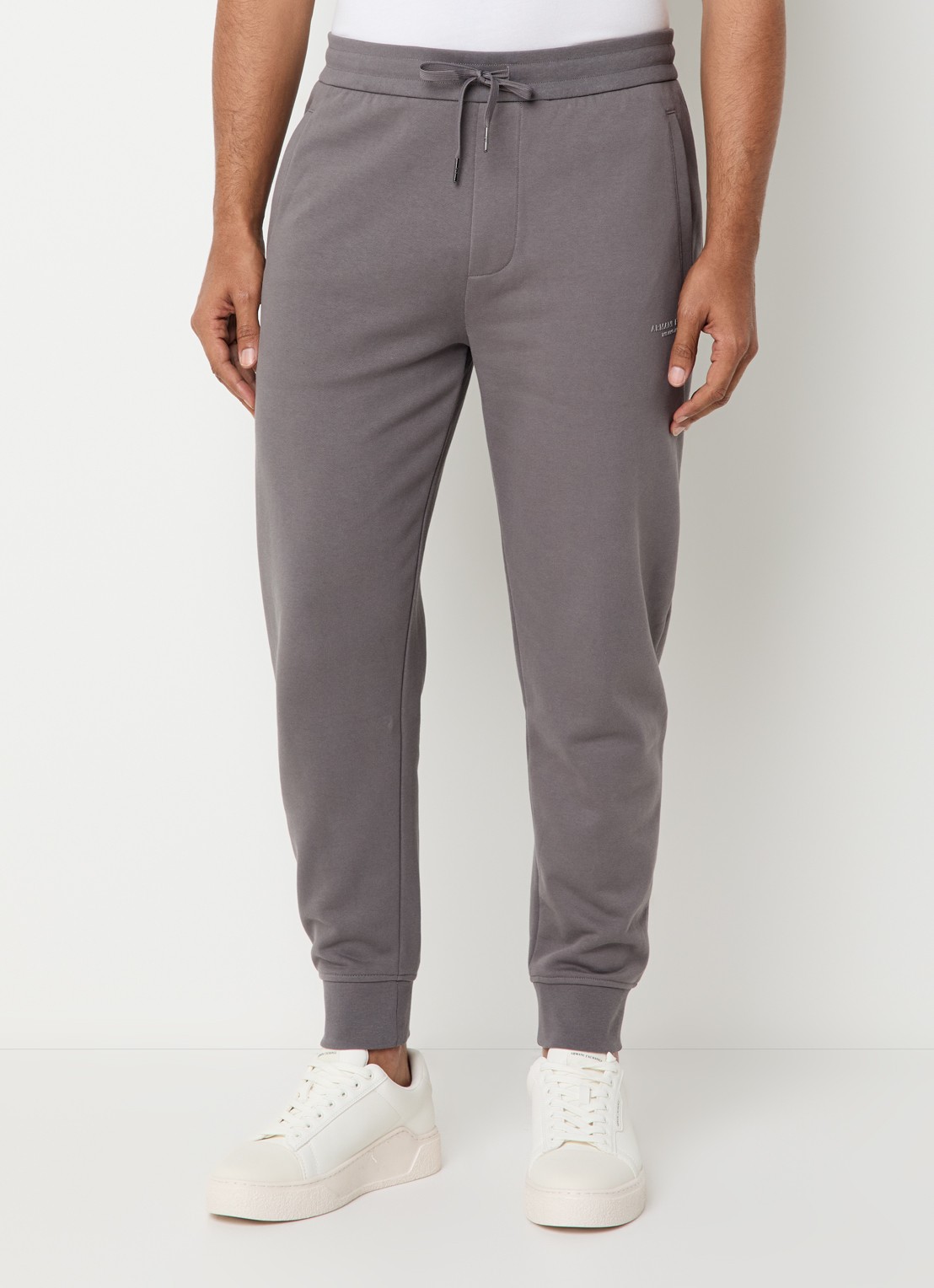 Armani High waist tapered fit joggingbroek met steekzakken - detail 3 grijs