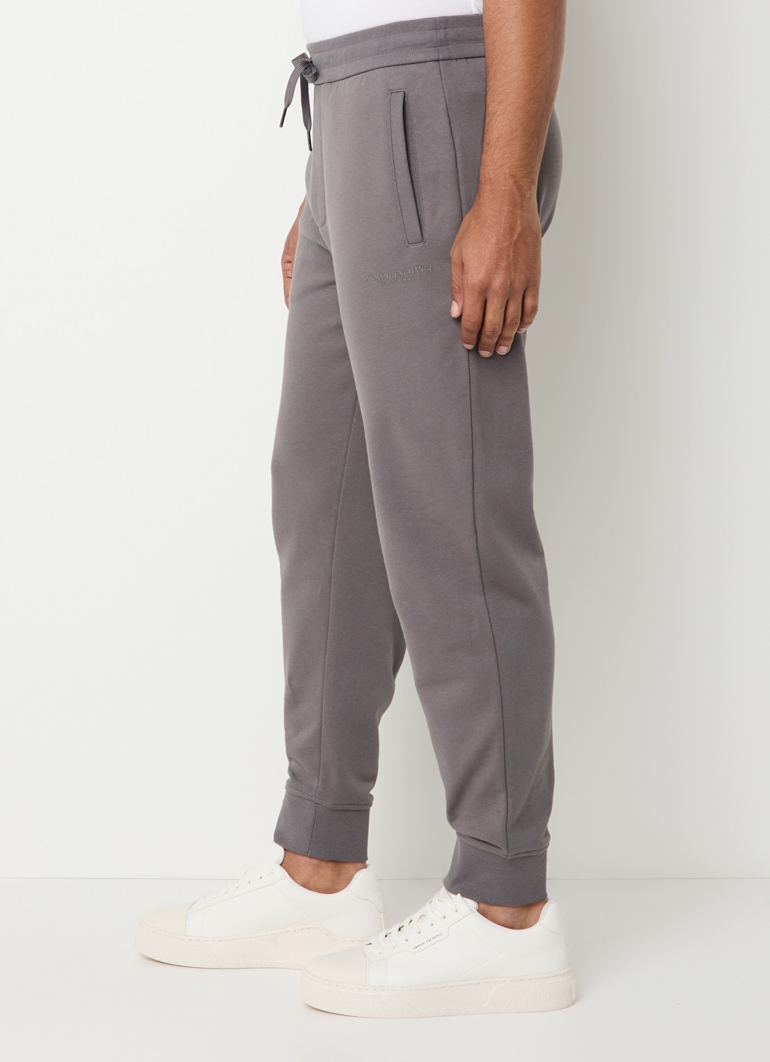 Armani High waist tapered fit joggingbroek met steekzakken - detail 4 grijs
