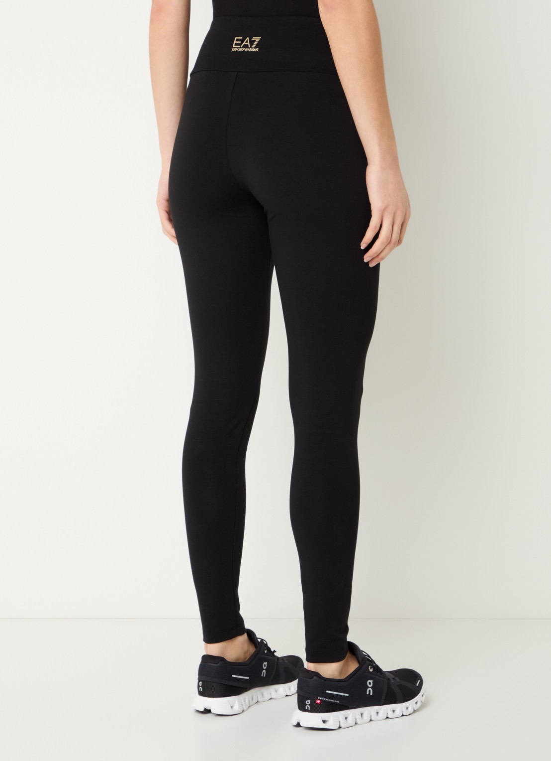 Armani High waist trainingslegging met logo - achterkant zwart
