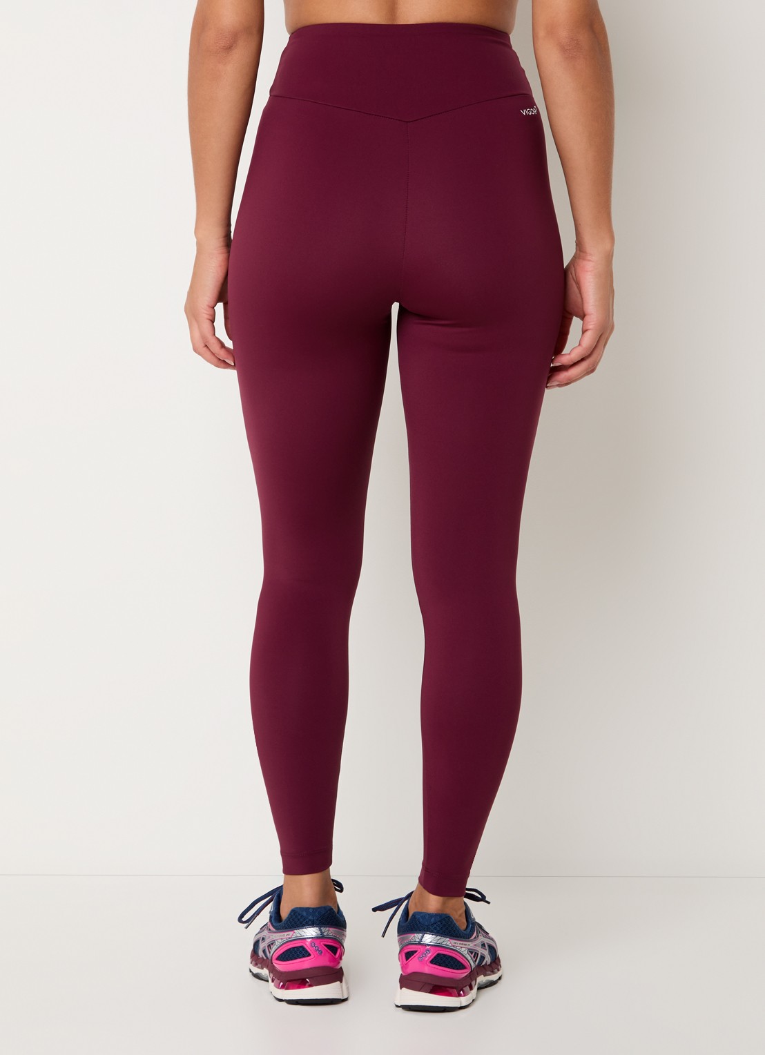 Armani High waist trainingslegging met logo - achterkant 4 bordeauxrood