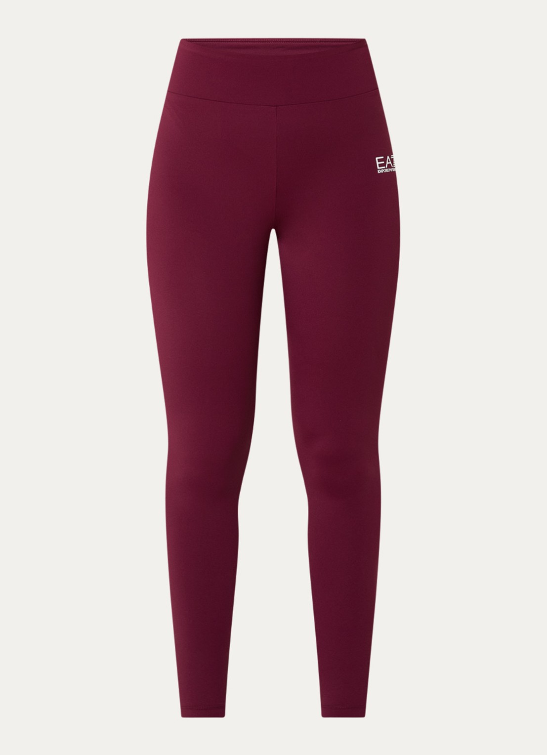 Armani High waist trainingslegging met logo - voorkant bordeauxrood