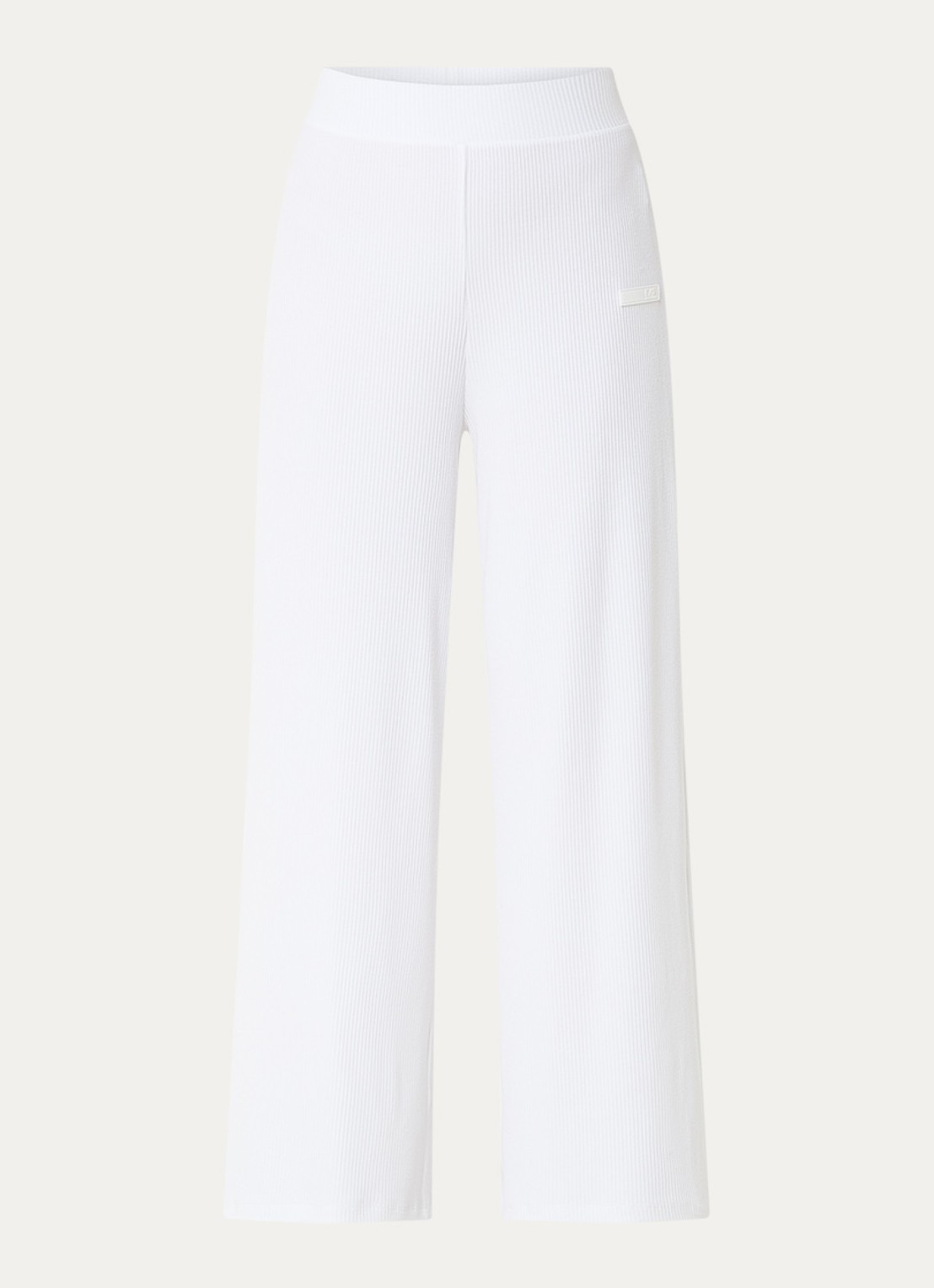 Armani High waist wide fit broek met ribstructuur en logo - voorkant 3 wit