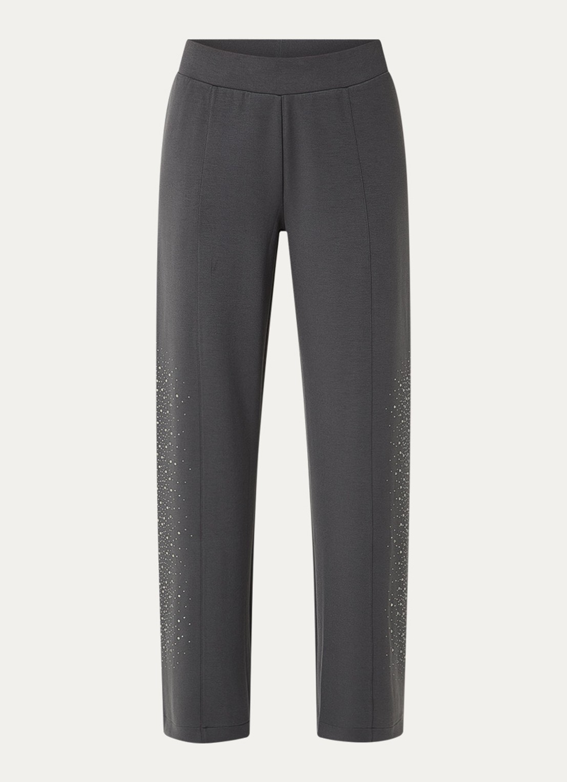Armani High waist wide fit joggingbroek met strass - voorkant 2 donkergrijs