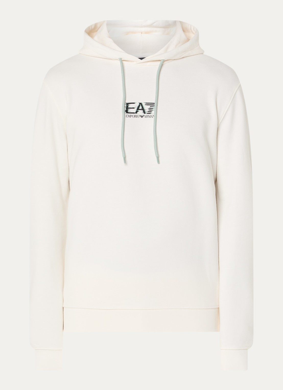 Armani Hoodie met logo- en backprint - voorkant 2 gebroken wit