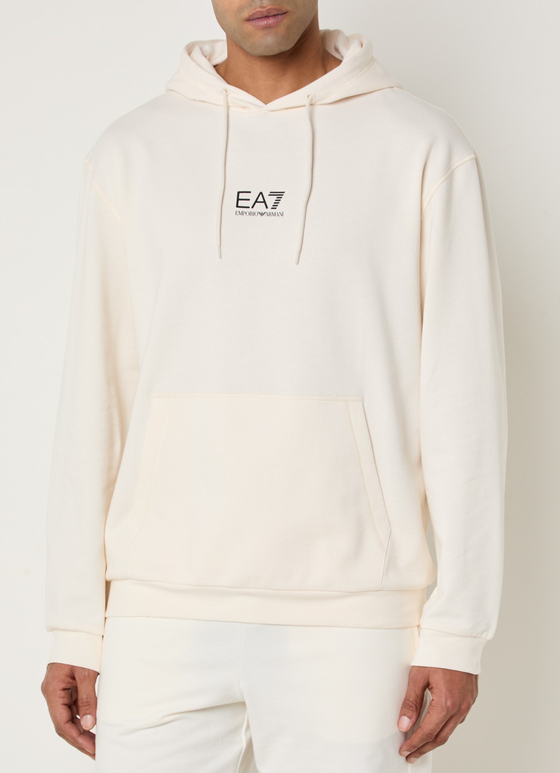 Armani Hoodie met logo- en backprint - achterkant gebroken wit
