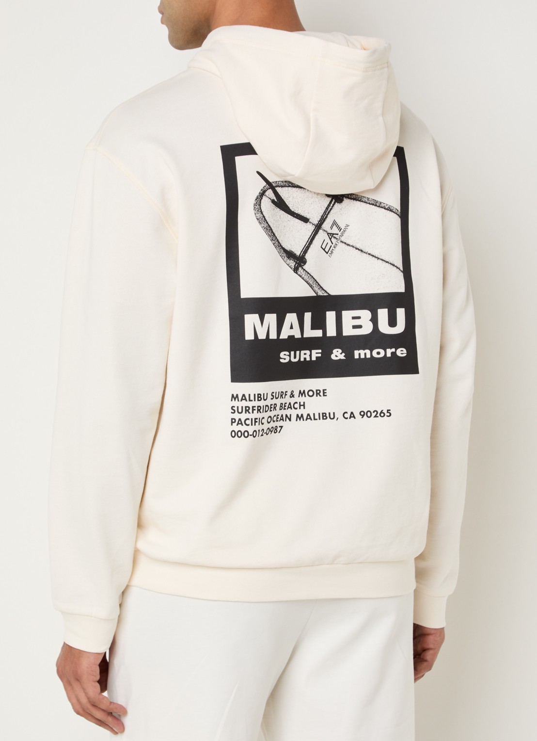 Armani Hoodie met logo- en backprint - detail 4 gebroken wit
