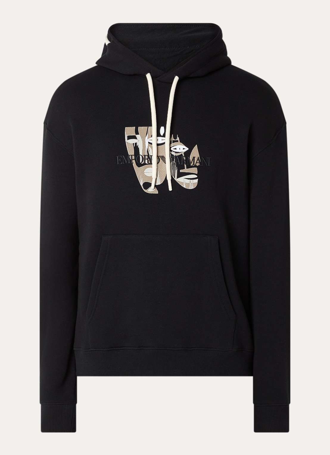 Armani Hoodie met logo en print - voorkant 4 zwart