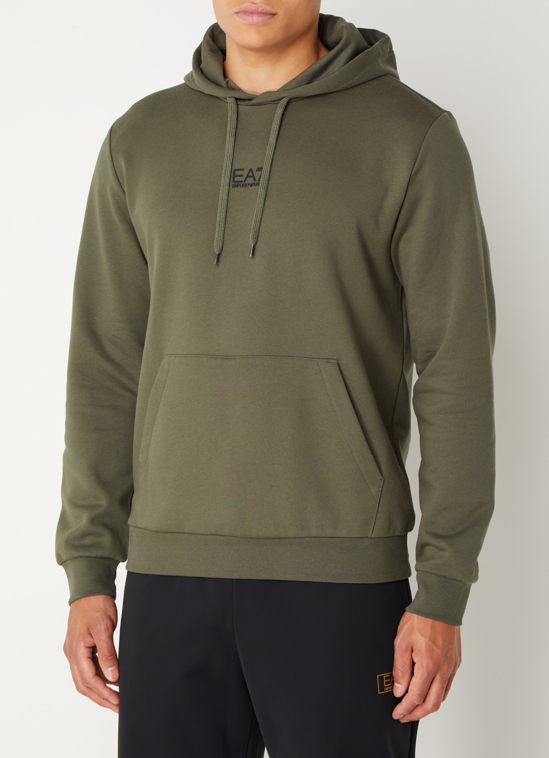 Armani Hoodie met logo - detail legergroen
