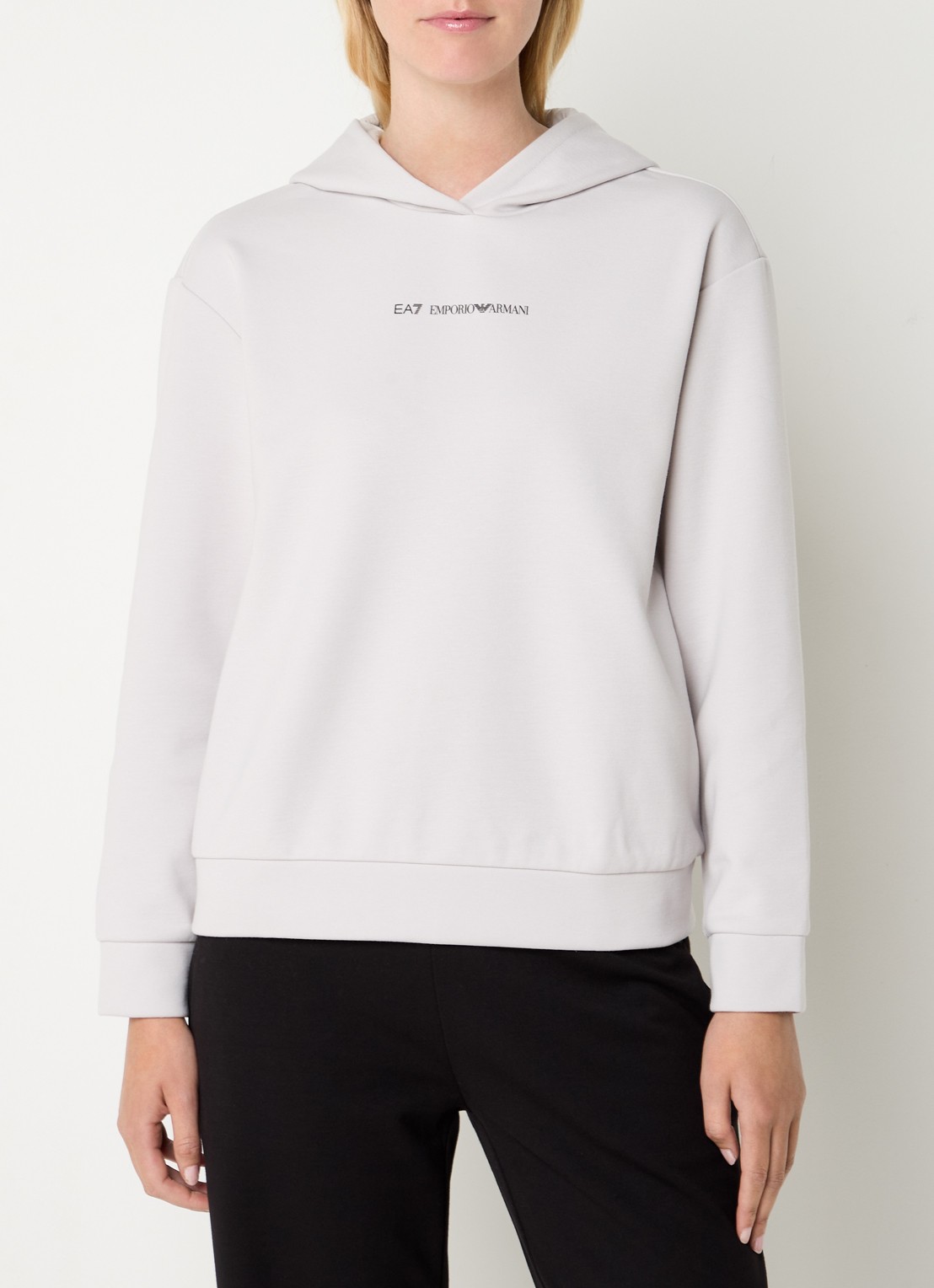 Armani Hoodie met logo - detail 4 lichtgrijs