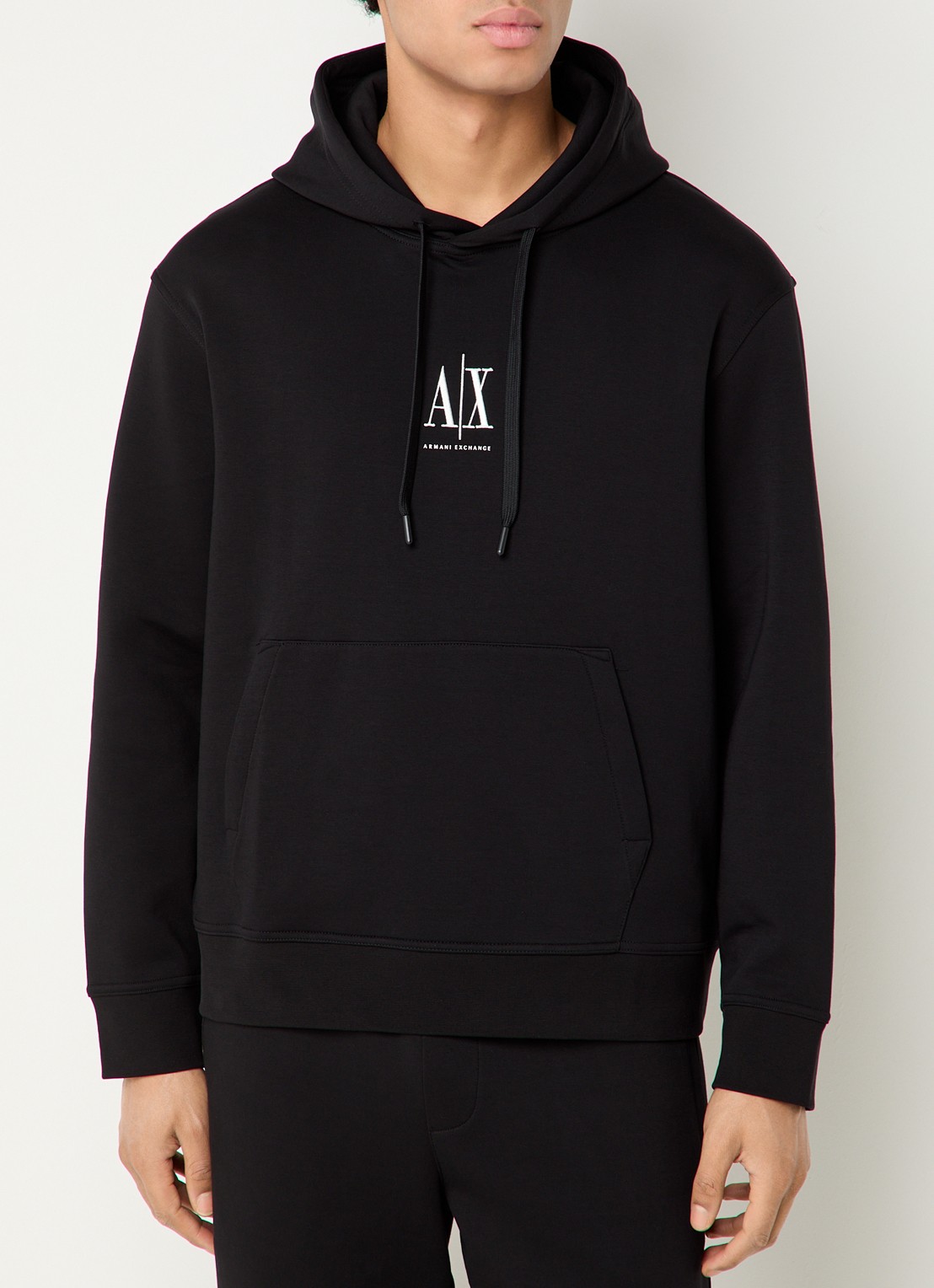Armani Hoodie met logoborduring - detail 4 zwart