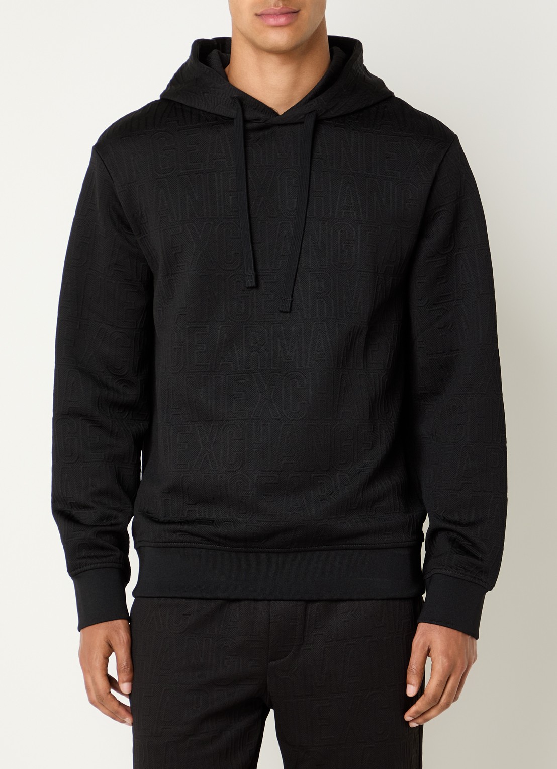 Armani Hoodie met logoborduring - detail 4 zwart