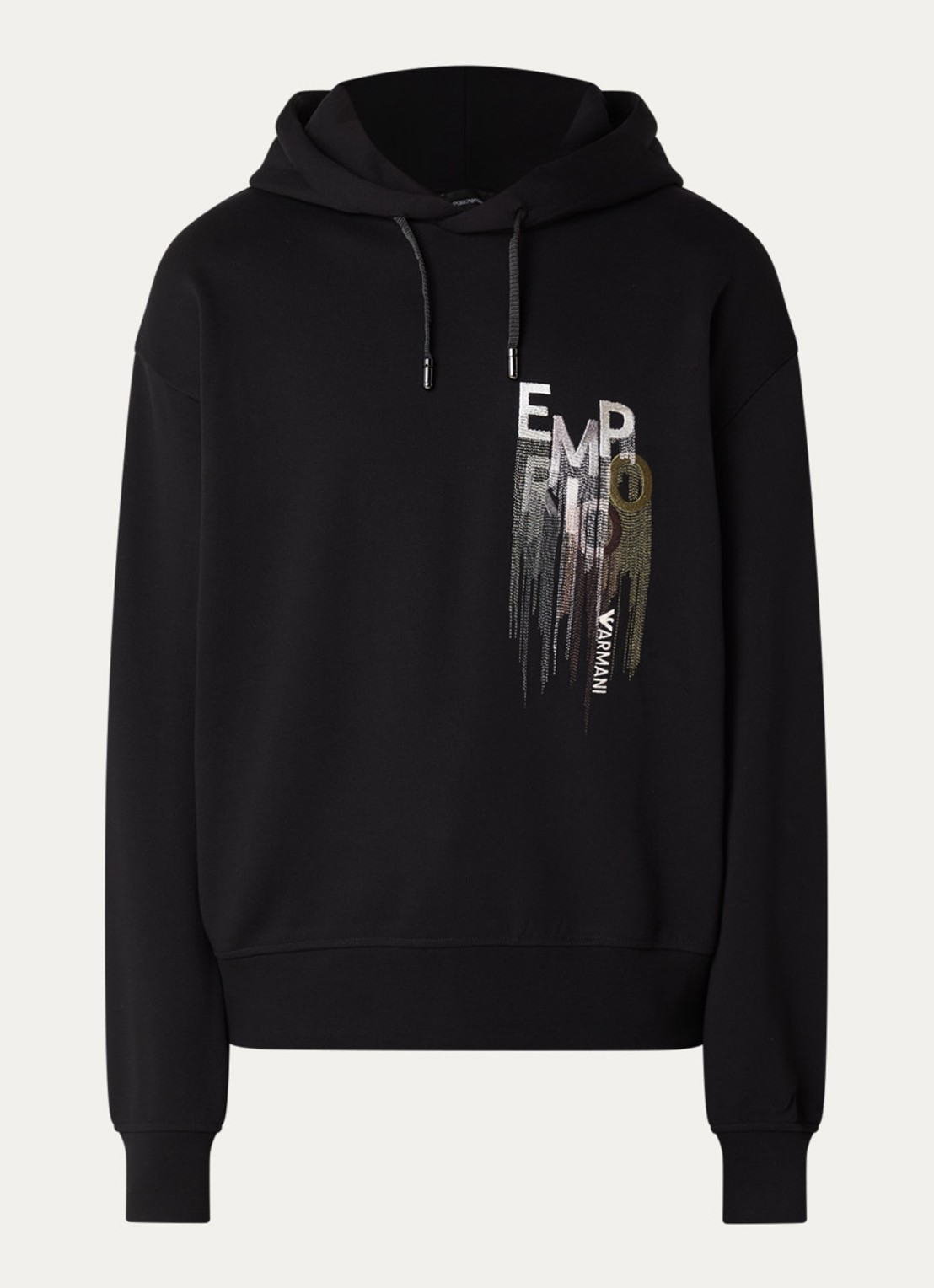 Armani hoodie met logoborduring - voorkant 4 zwart