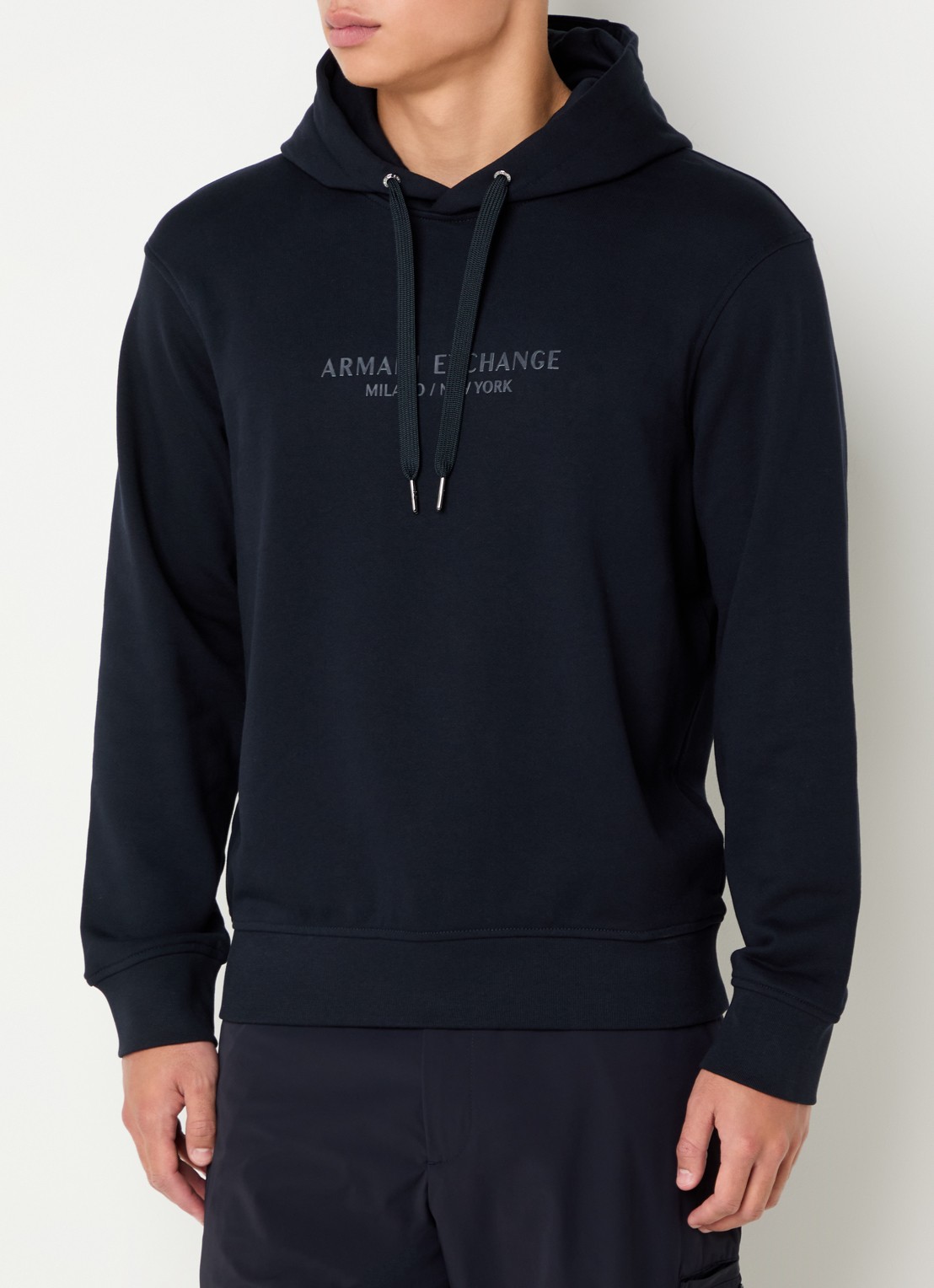 Armani Hoodie met logoprint - detail 3 donkerblauw