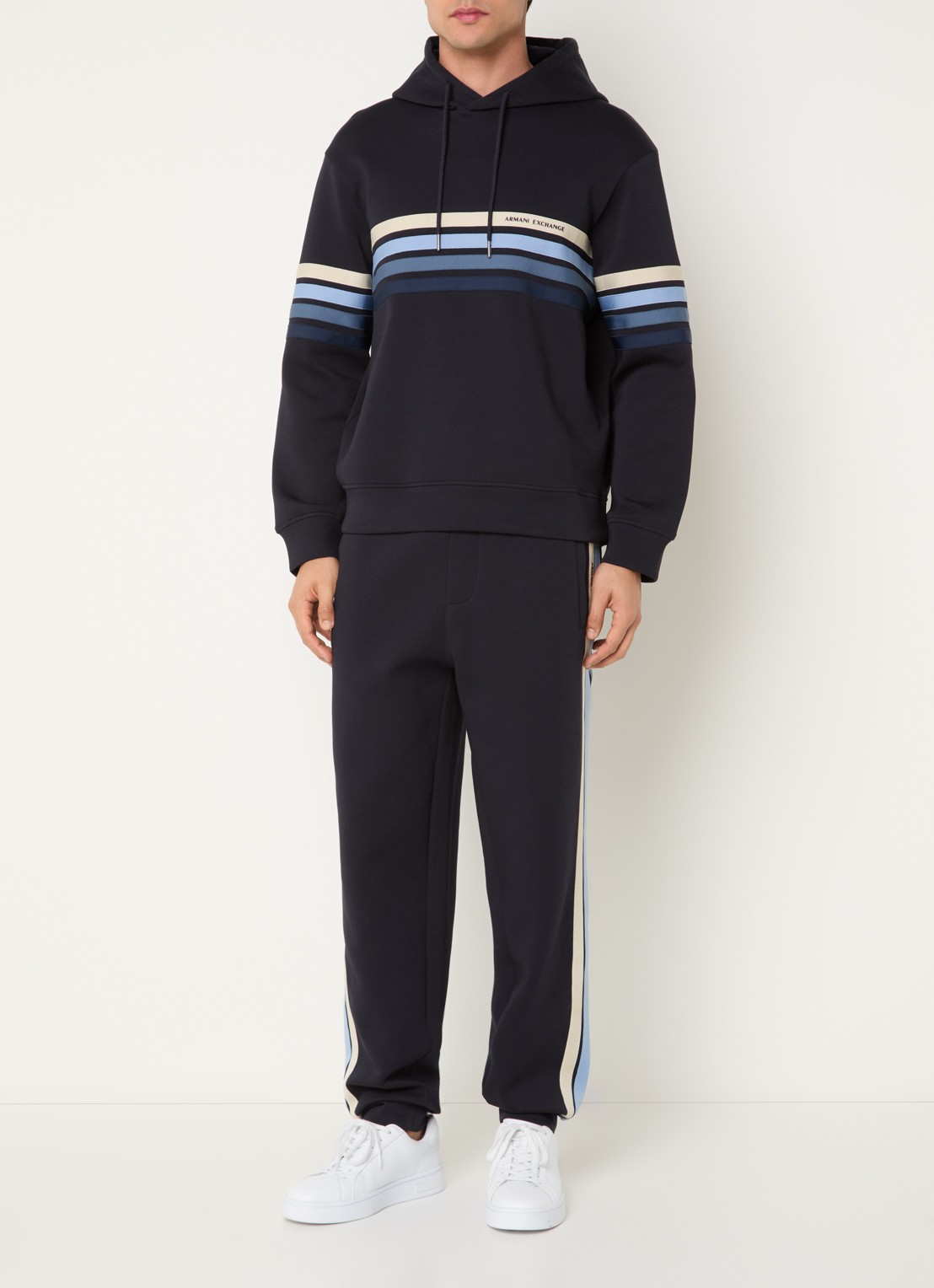Armani Hoodie met logoprint - voorkant 5 donkerblauw