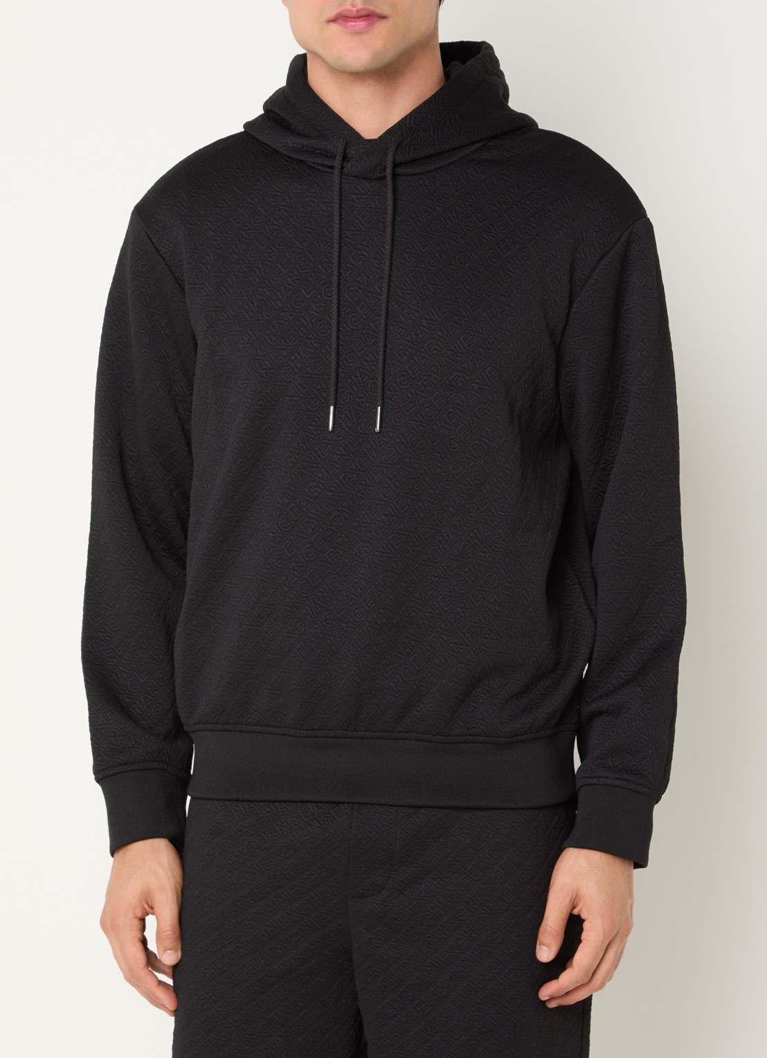 Armani Hoodie met logoprint - detail zwart