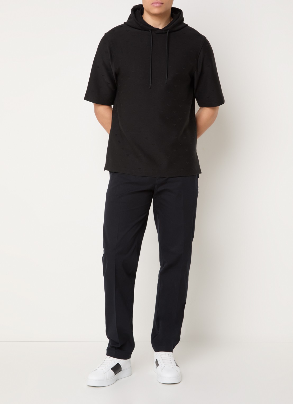 Armani Hoodie met logoprint - voorkant 3 zwart