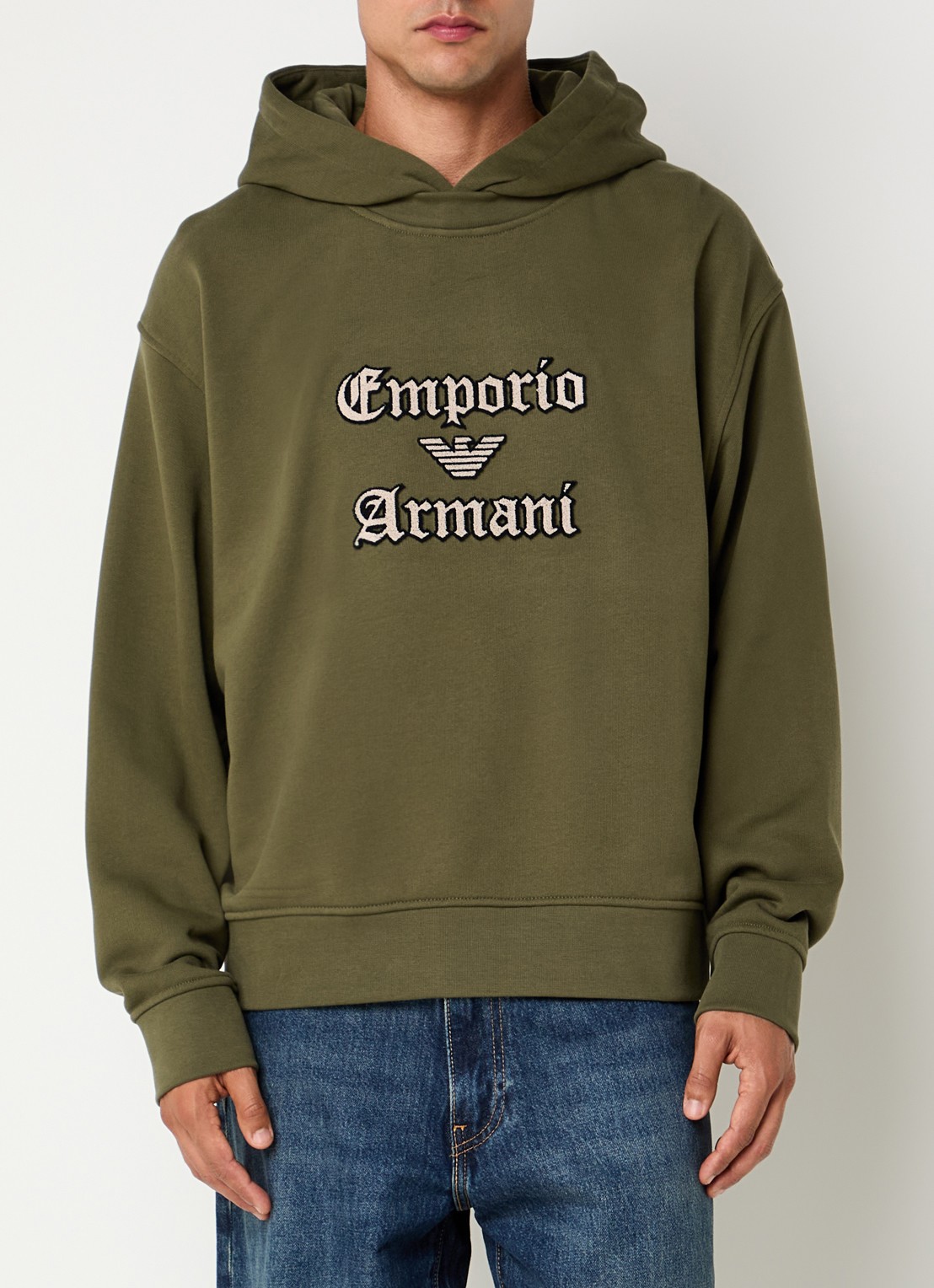 Armani Hoodie met logoprint - detail groen